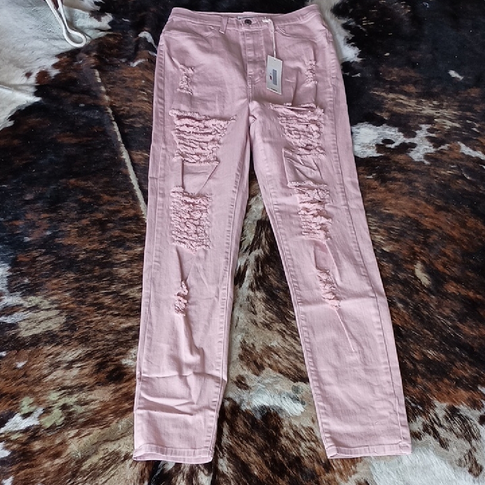 Aphrodite Light Pink Distressed Skinny Jeans